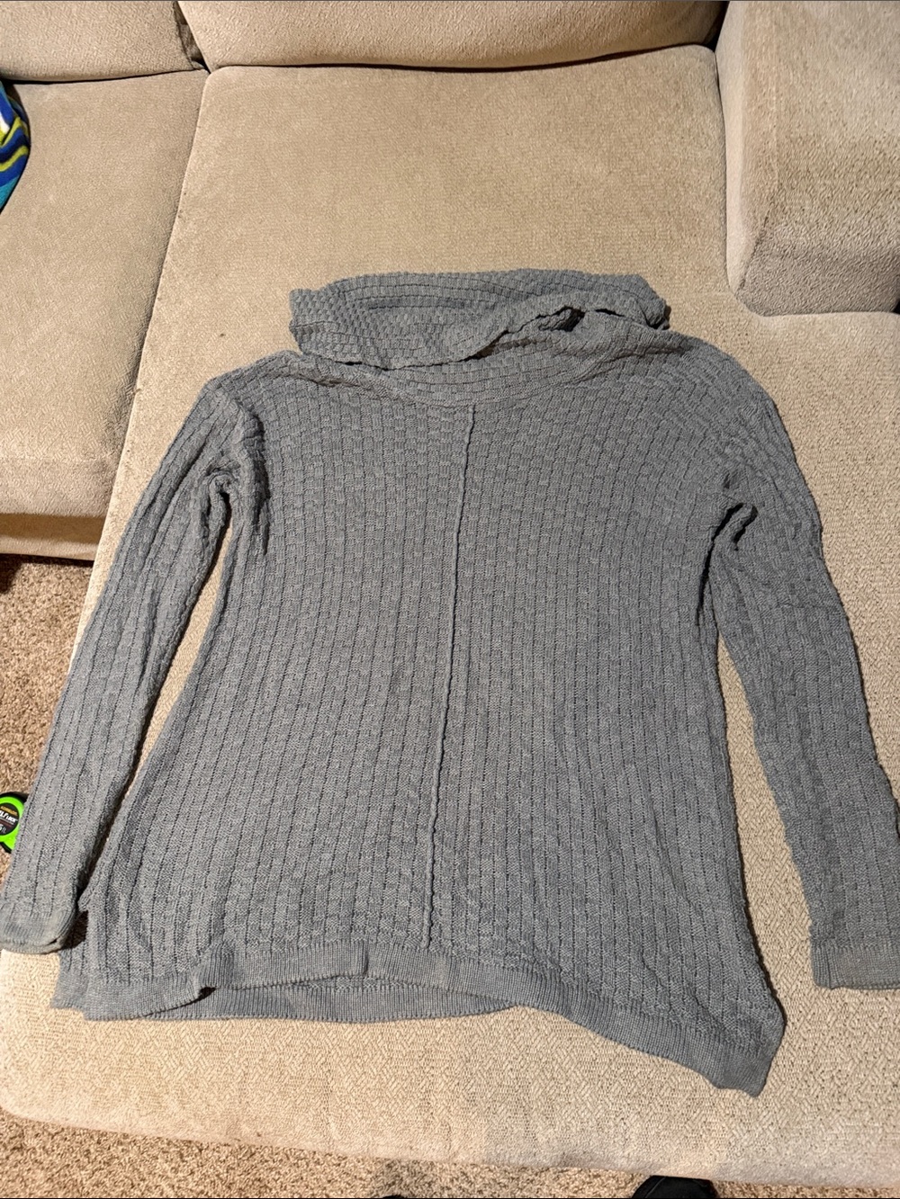 intro. Women's Gray Ribbed Cowl Neck Pullover